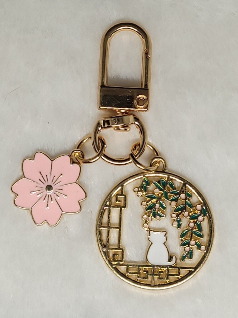 Cherry Blossom Kitty Keychain